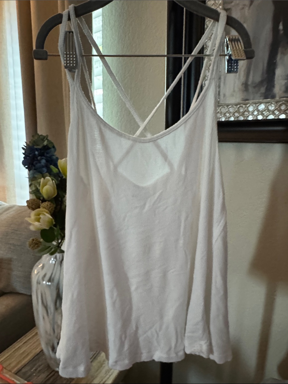 American Eagle Outfitters White Crisscross-Back Tank